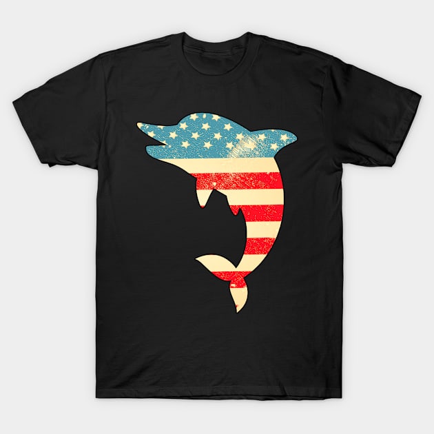 American Flag Dolphin T-Shirt by finchandrewf